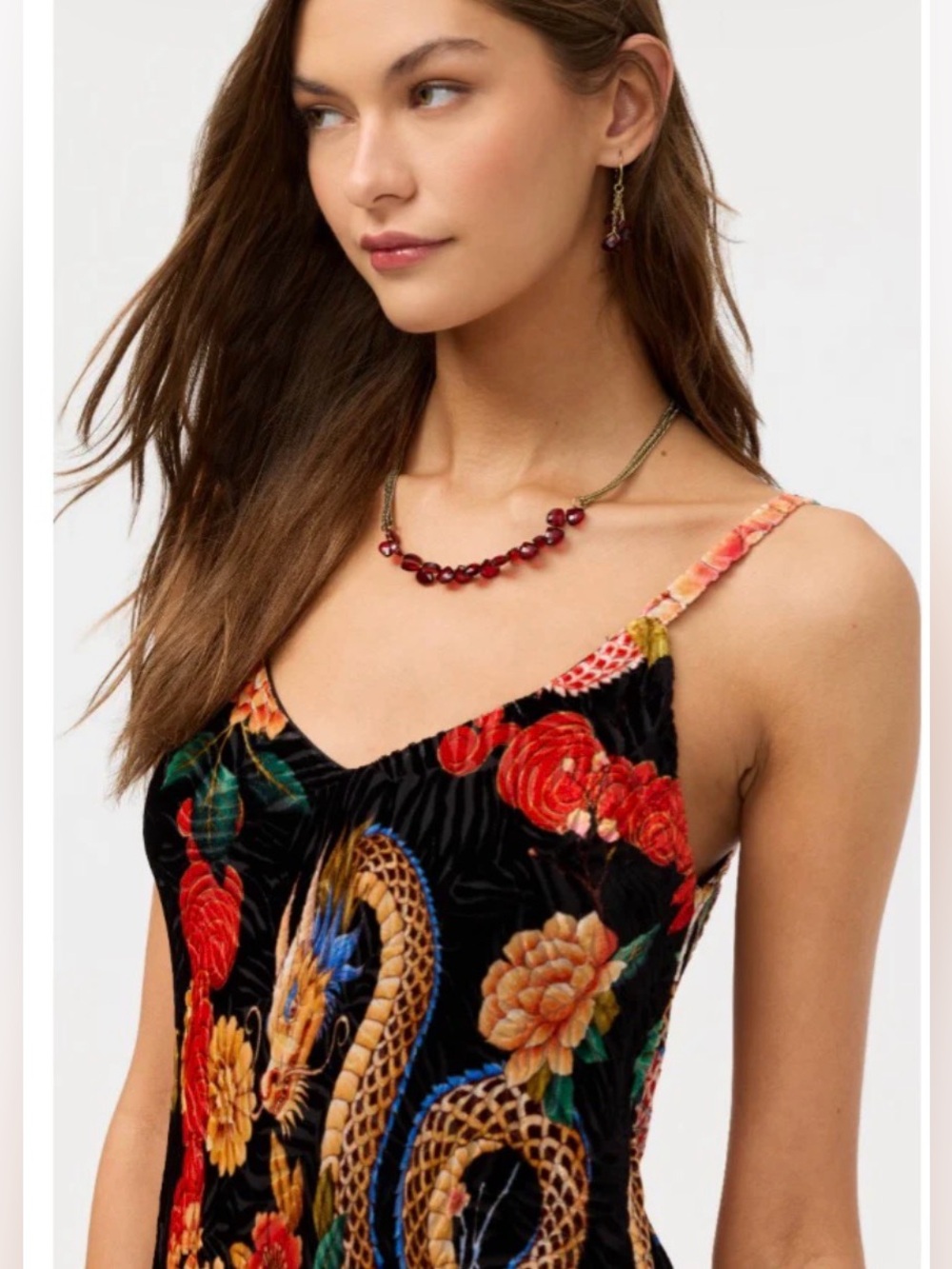 FARM RIO Kanako V-Neck Spaghetti Strap Maxi Dress Burnout Velvet Floral Sz M NWT - Picture 3 of 16